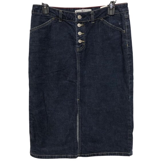 Tommy Hilfiger Vintage Womens Denim Button-Front Pencil Skirt size 4 - Picture 1 of 5